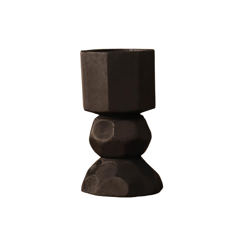 Vintage Solid Wood Candle Holder Decorative Ornament