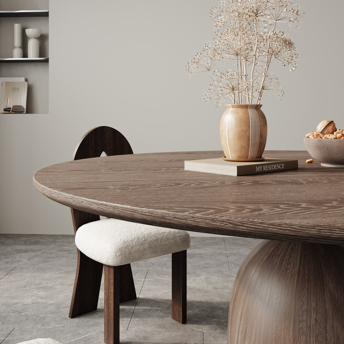 Iffhome Light Gray Round Dining Table For 4/6/8 Mid Century Modern Dining Tables