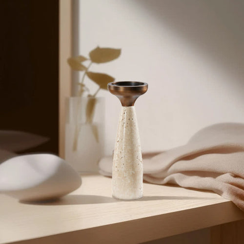 Artistic Cup-Shaped Marble Candle Holder Ornament - Brown - image 0