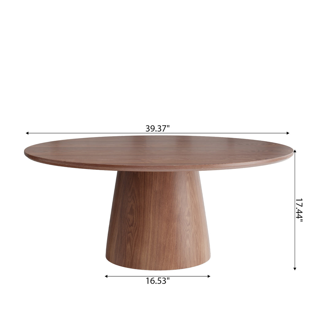 Mid-century Round Solid Wood Pedestal Coffee Table