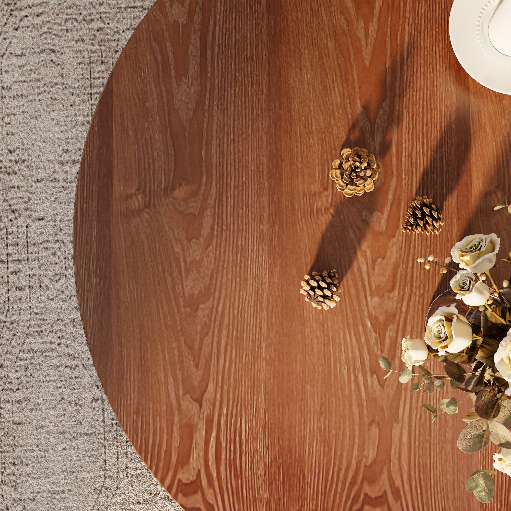 Mid-century Round Solid Wood Pedestal Coffee Table - image 6