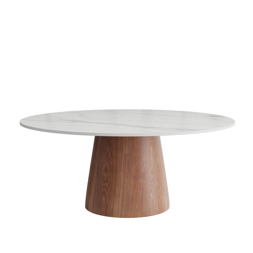 Mid-century Round Solid Wood Pedestal Coffee Table - image 1