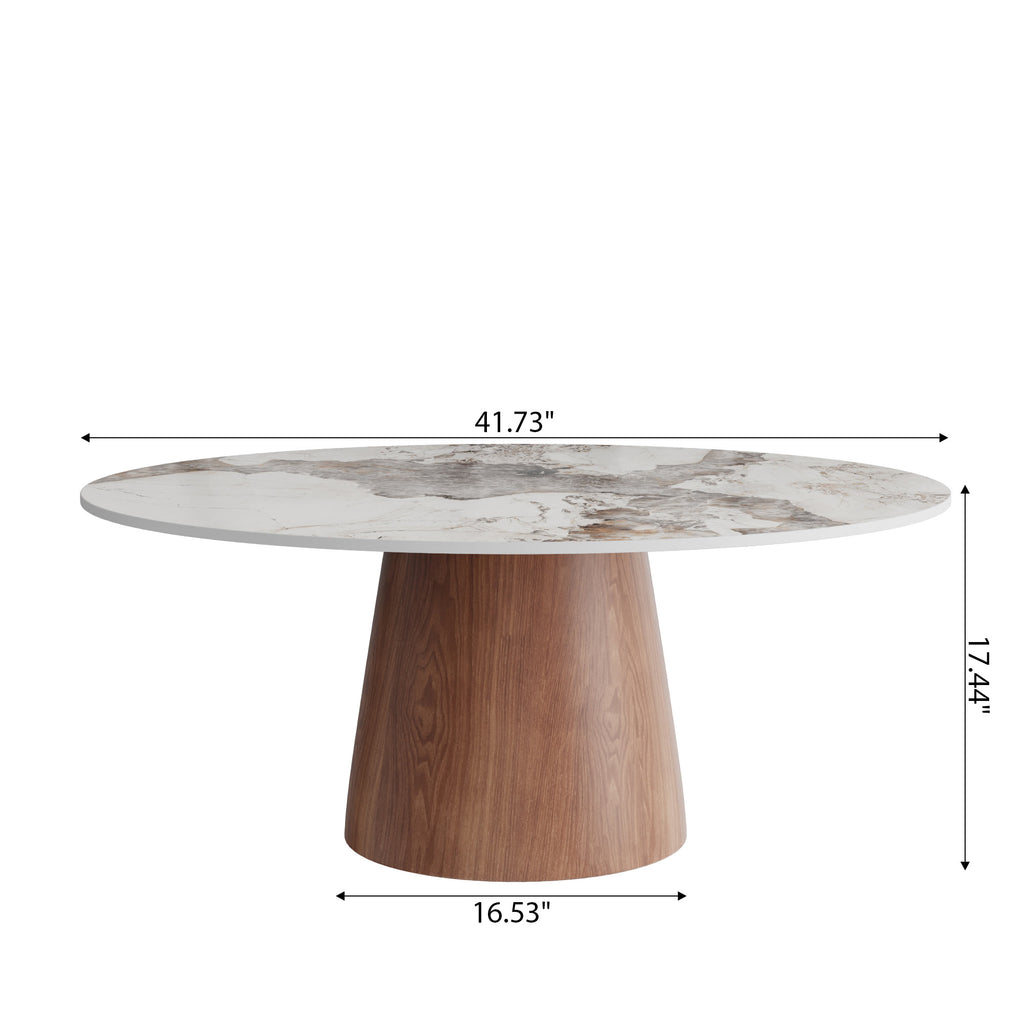 Mid-century Round Solid Wood Pedestal Coffee Table