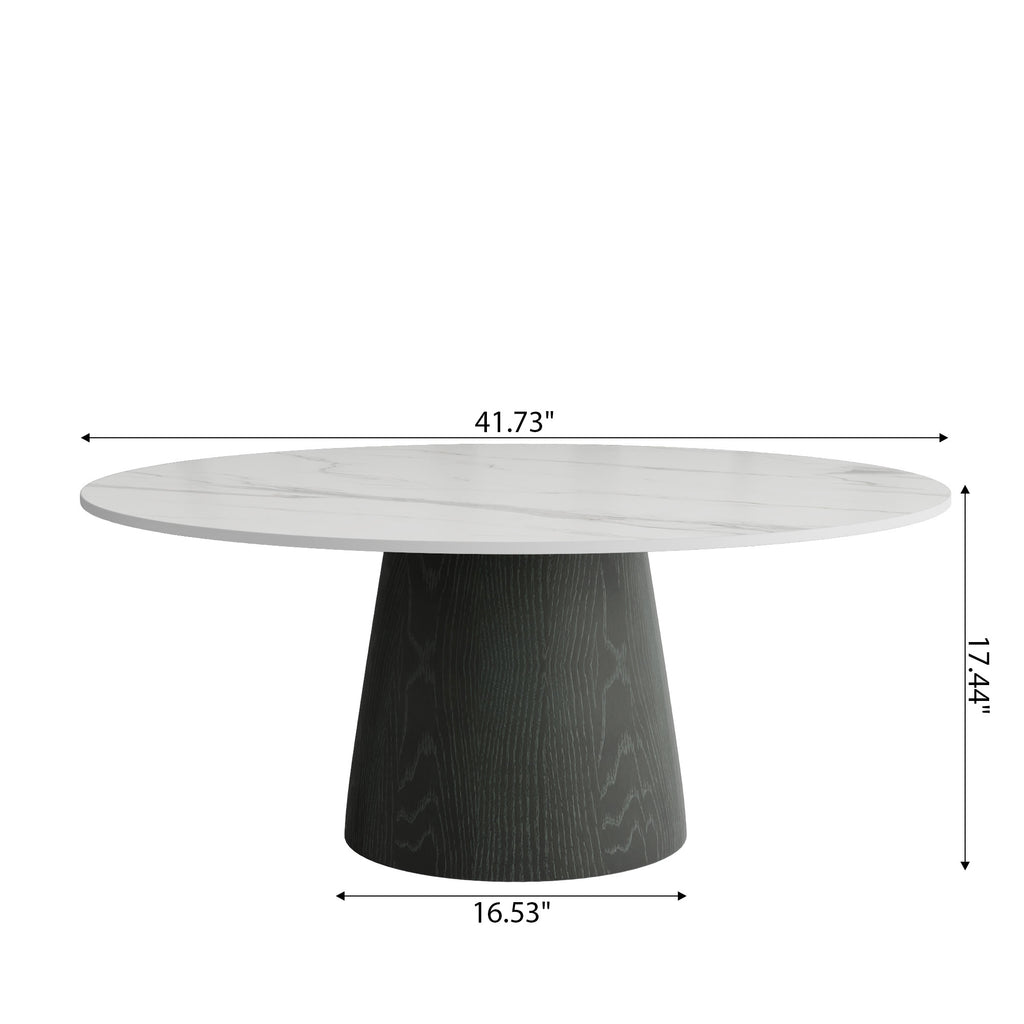 Mid-century Round Solid Wood Pedestal Coffee Table