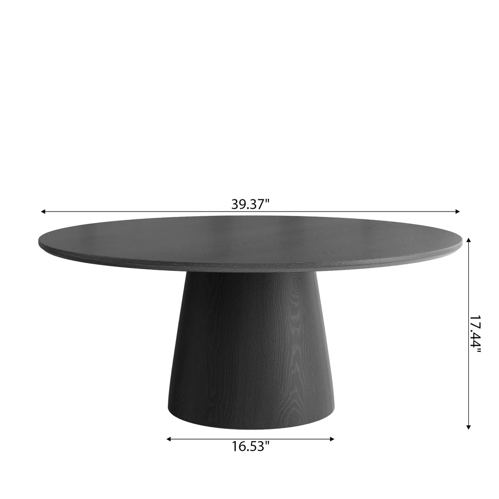 Mid-century Round Solid Wood Pedestal Coffee Table