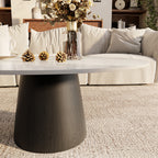 Mid-century Round Solid Wood Pedestal Coffee Table - image 11
