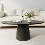 Mid-century Round Solid Wood Pedestal Coffee Table - Black+Black - W23.42" x L47.24" x H17.44" - image 14