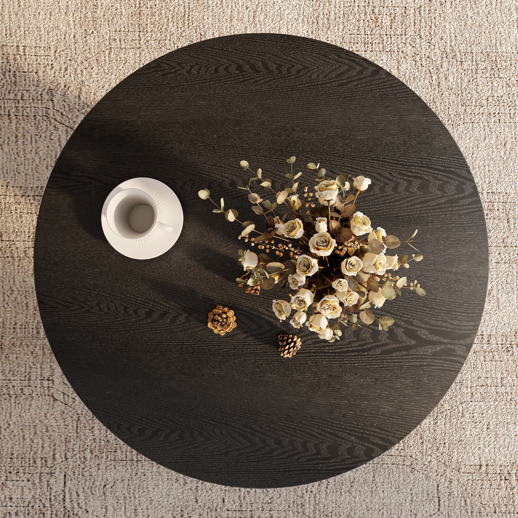 Mid-century Round Solid Wood Pedestal Coffee Table