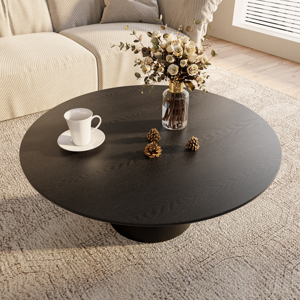 Mid-century Round Solid Wood Pedestal Coffee Table - image 12