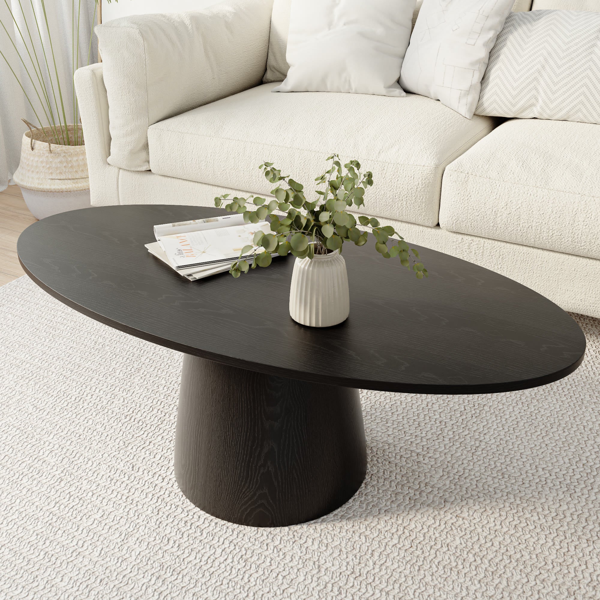 Mid-century Round Solid Wood Pedestal Coffee Table - image 15