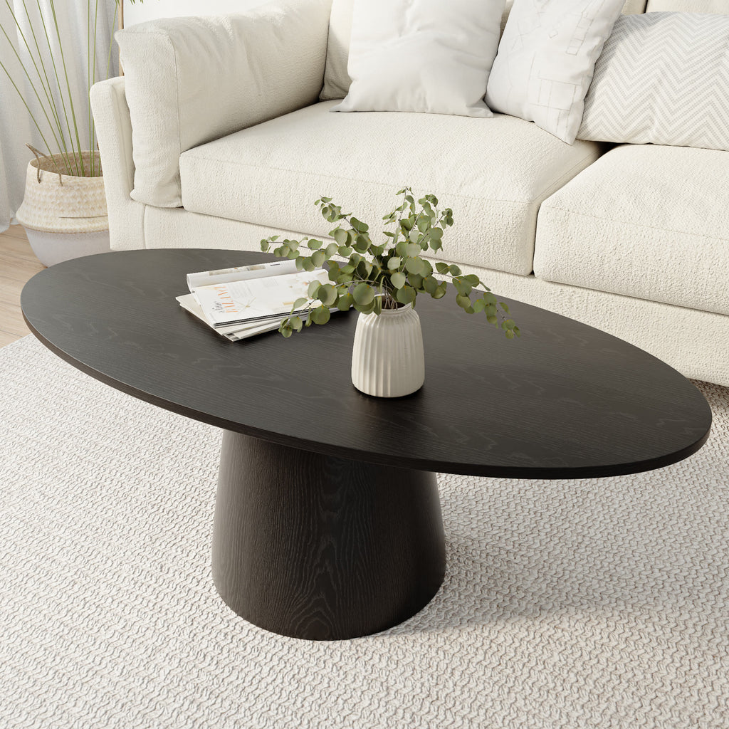 Mid-century Round Solid Wood Pedestal Coffee Table