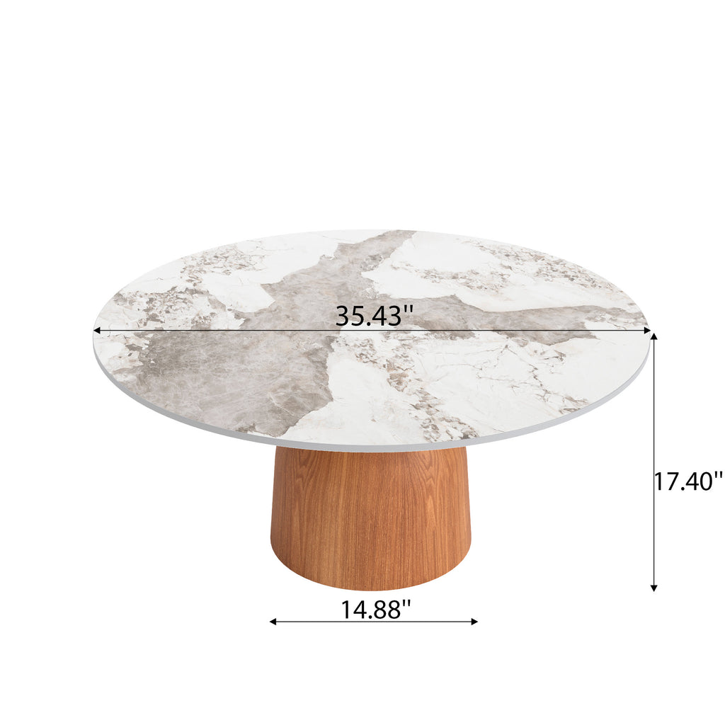 Farmhouse Round Coffee Table Solid Wood Side Table Living Room