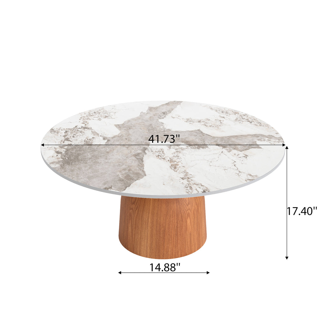 Farmhouse Round Coffee Table Solid Wood Side Table Living Room