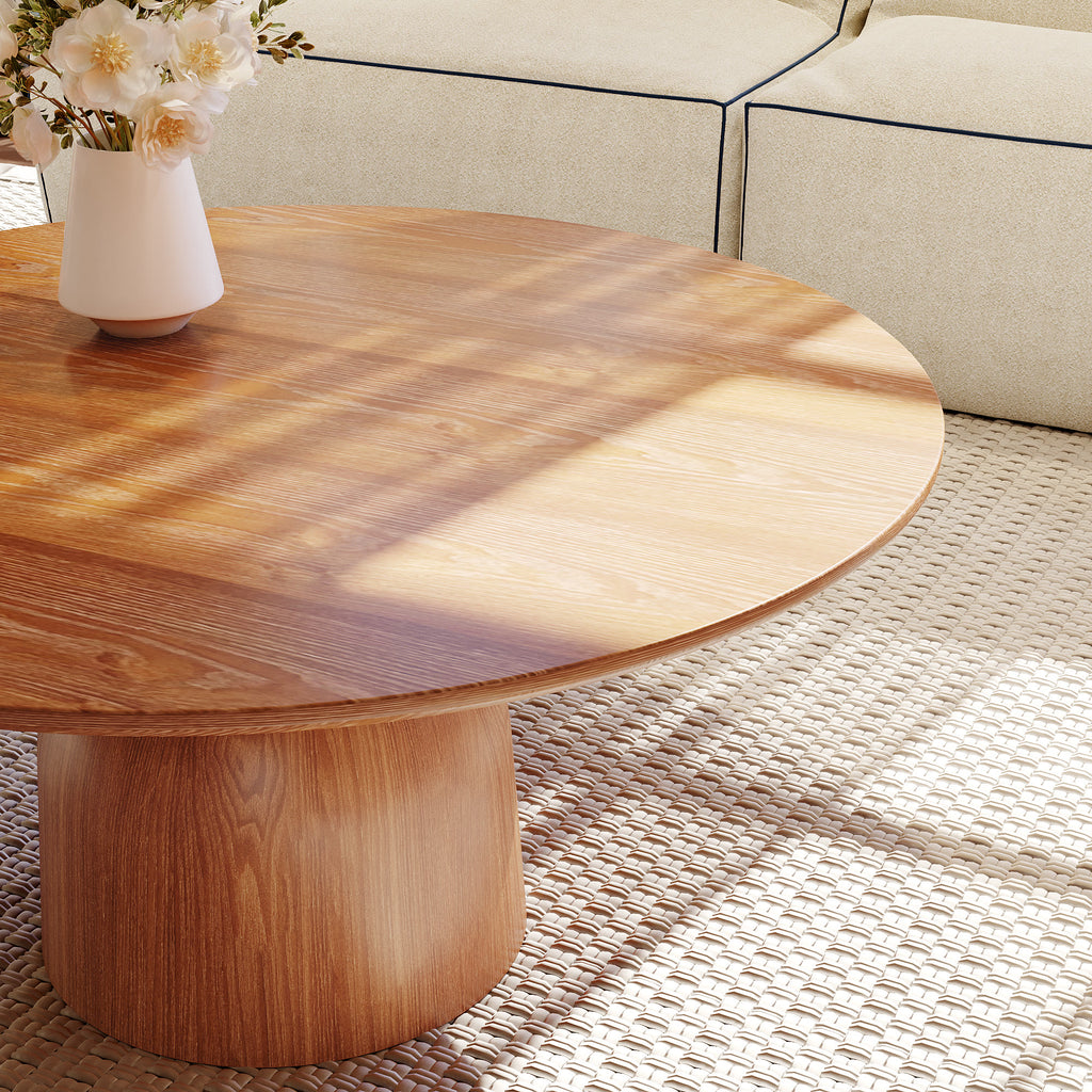 Farmhouse Round Coffee Table Solid Wood Side Table Living Room - image 8