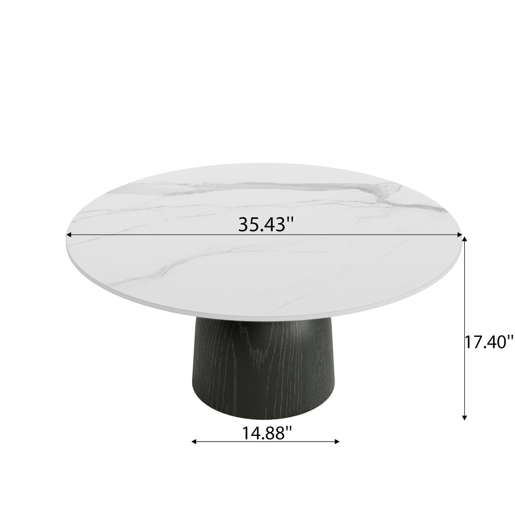 Farmhouse Round Coffee Table Solid Wood Side Table Living Room - image 24