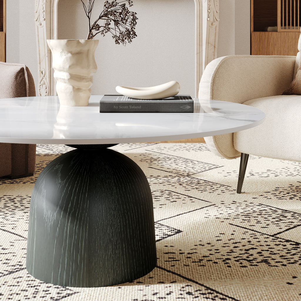 Farmhouse Round Coffee Table Solid Wood Side Table Living Room