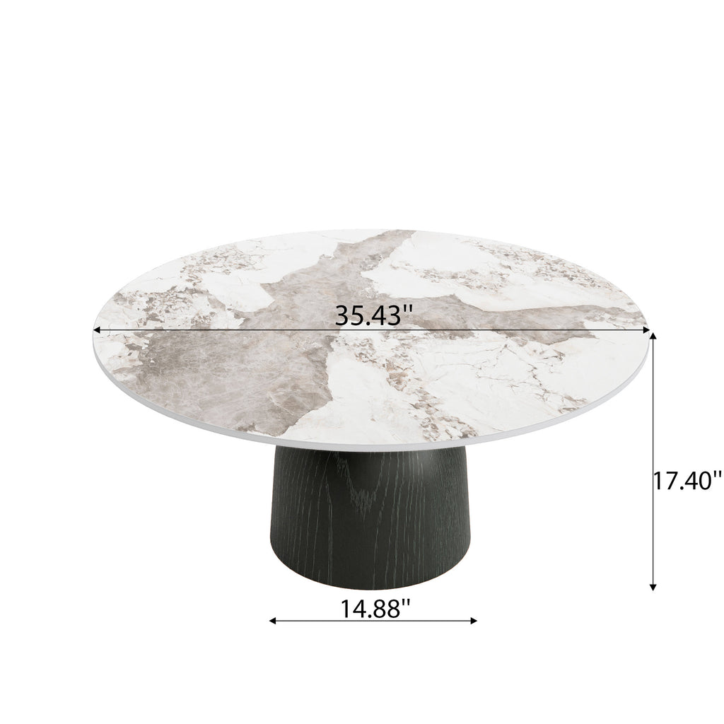 Farmhouse Round Coffee Table Solid Wood Side Table Living Room - image 26