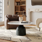 Farmhouse Round Coffee Table Solid Wood Side Table Living Room - Pandora+Black - W41.73" x L41.73" x H17.44" - image 10