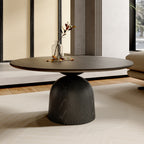 Farmhouse Round Coffee Table Solid Wood Side Table Living Room - Black+Black - W39.37" x L39.37" x H18.11" - image 12