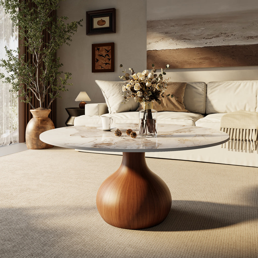 Mid-Century Modern Round Coffee Table For Living Room & Home Decor