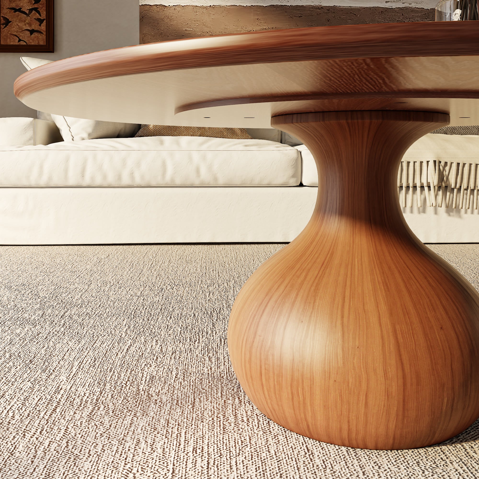 Mid-Century Modern Round Coffee Table For Living Room & Home Decor