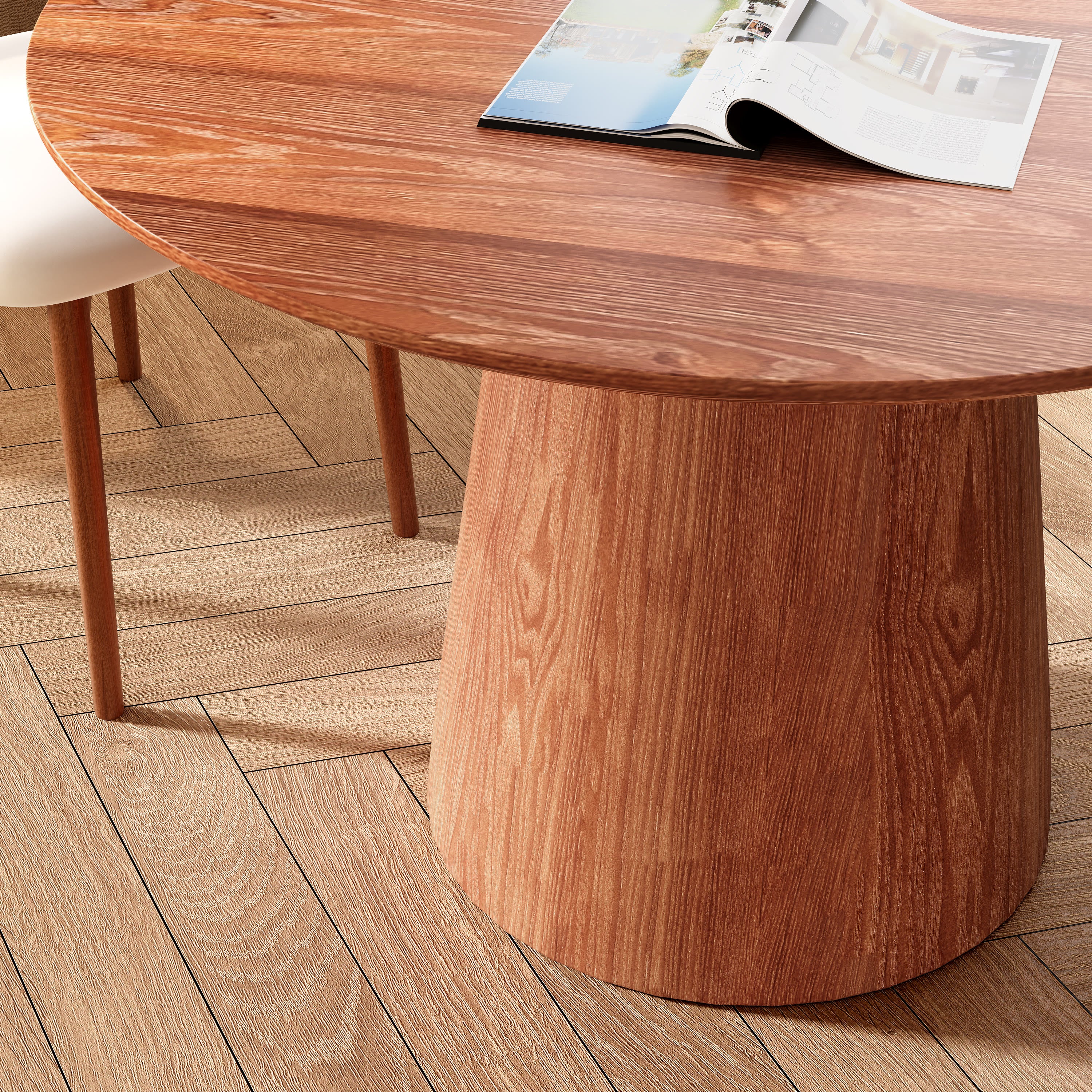Round Black/Brown Sturdy Barrel Shape Dining Table Solid Wood Pedestal For 2-4 Person - image 9