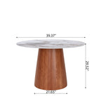 Round Black/Brown Sturdy Barrel Shape Dining Table Solid Wood Pedestal For 2-4 Person - image 18
