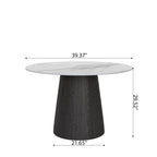 Round Black/Brown Sturdy Barrel Shape Dining Table Solid Wood Pedestal For 2-4 Person - image 20