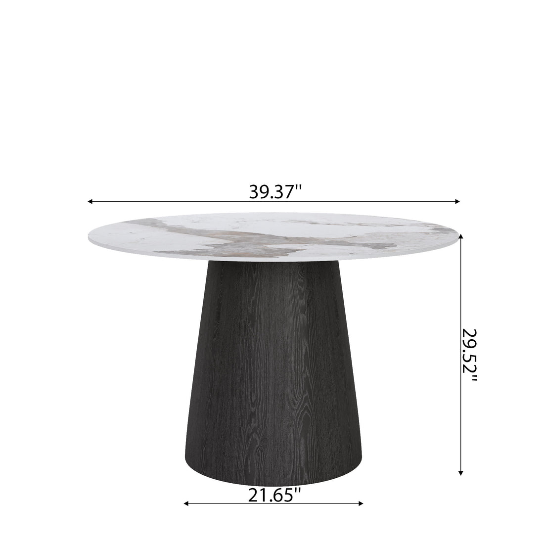 Iffhome Round Black/Brown Sturdy Barrel Shape Dining Table Solid Wood Pedestal For 2-4 Person - image 22