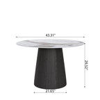 Round Black/Brown Sturdy Barrel Shape Dining Table Solid Wood Pedestal For 2-4 Person - image 23