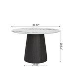 Round Black/Brown Sturdy Barrel Shape Dining Table Solid Wood Pedestal For 2-4 Person - image 24