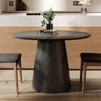 Round Black/Brown Sturdy Barrel Shape Dining Table Solid Wood Pedestal For 2-4 Person - Black+Black - W43.31" x D43.31" x H29.53" - image 4