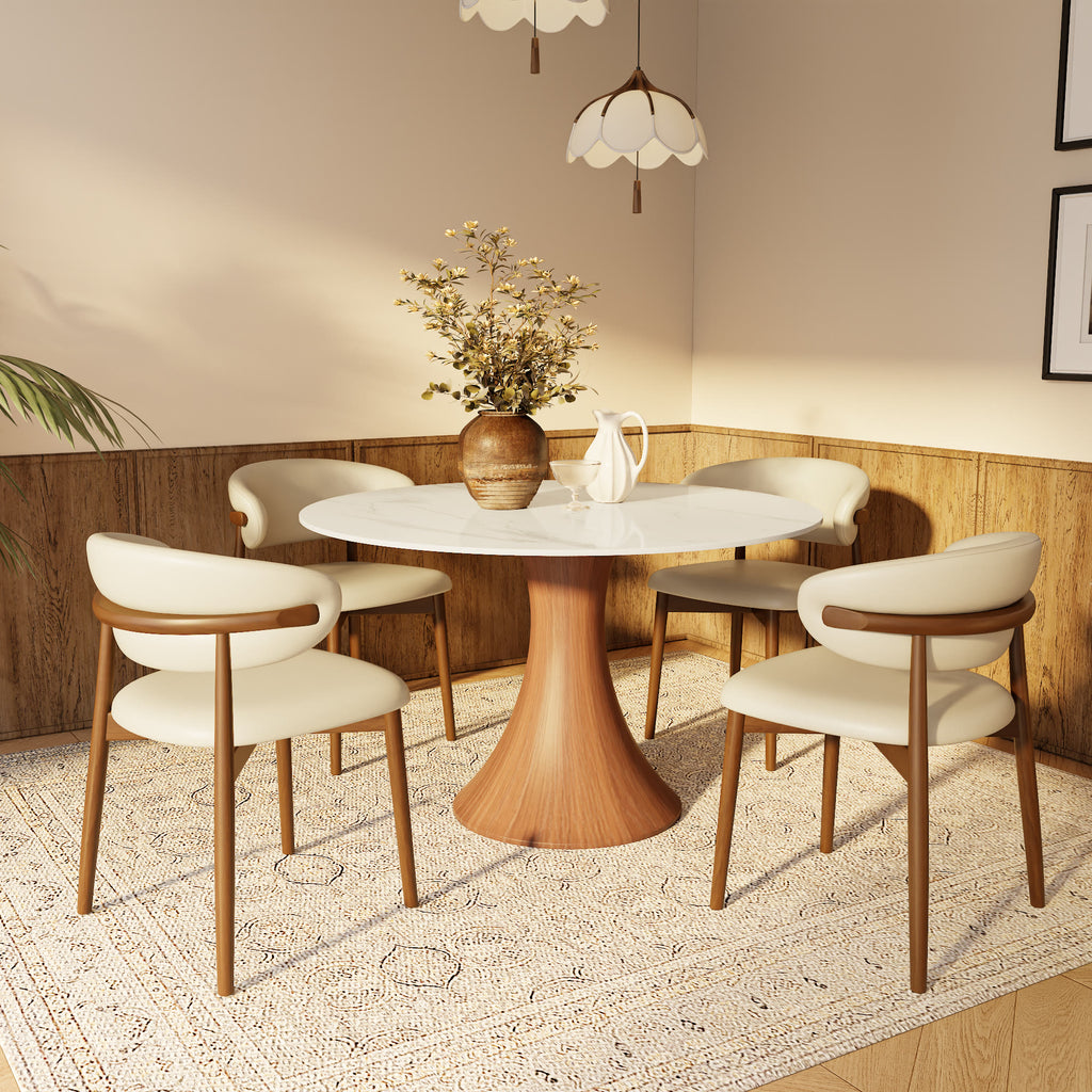 Hourglass-Shaped Solid Wood Base Dining Table For 2-4 Person - image 2