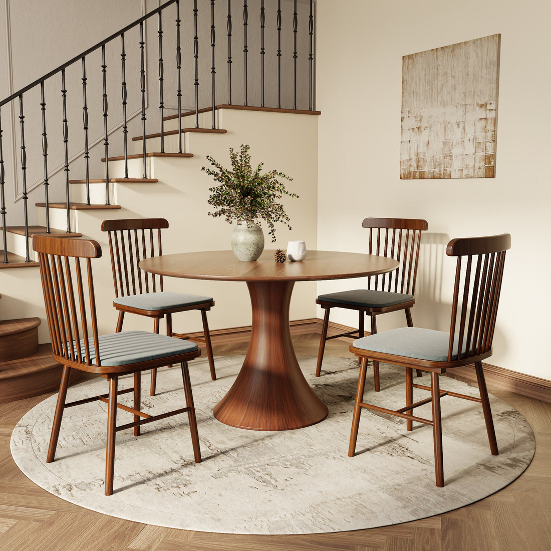 Iffhome Hourglass-Shaped Solid Wood Base Dining Table For 2-4 Person - image 6