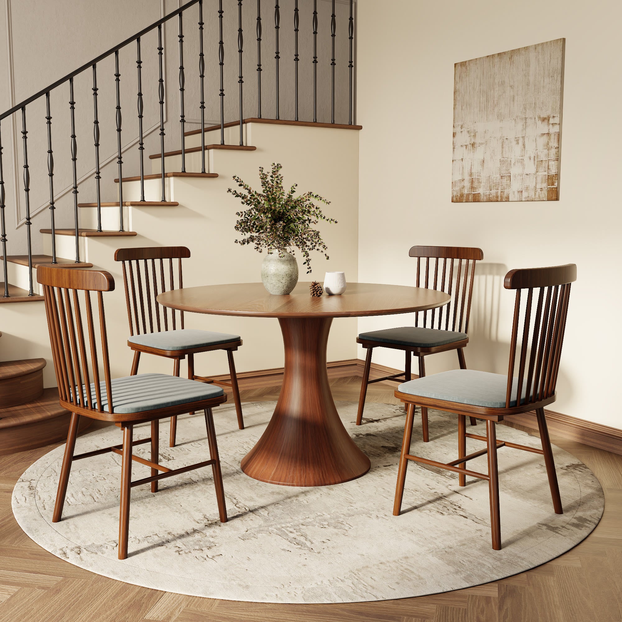 Iffhome Hourglass-Shaped Solid Wood Base Dining Table For 2-4 Person - image 6