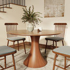 Hourglass-Shaped Solid Wood Base Dining Table For 2-4 Person - Brown+Brown - W43.31" x D43.31" x H29.53" - image 5