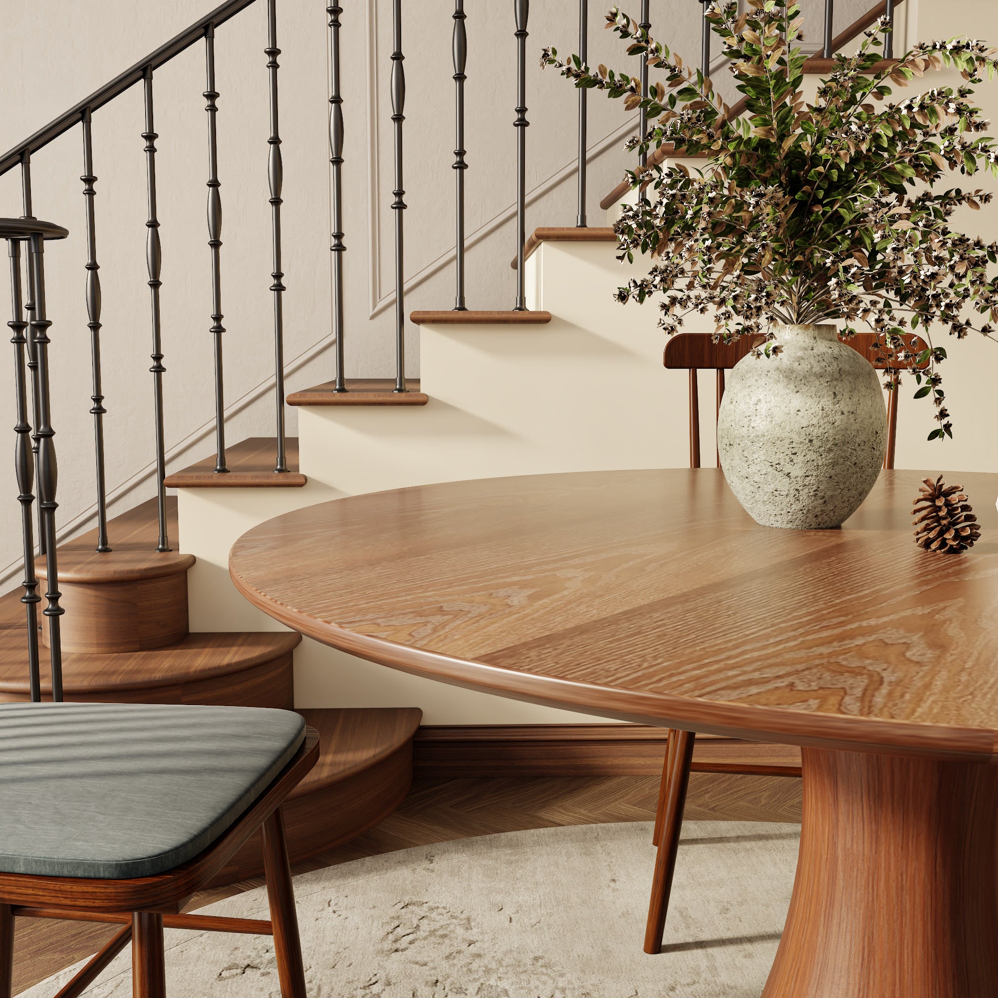 Iffhome Hourglass-Shaped Solid Wood Base Dining Table For 2-4 Person - image 7