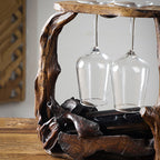 Wooden Decorative Wine Holder with Glass Holder - image 2