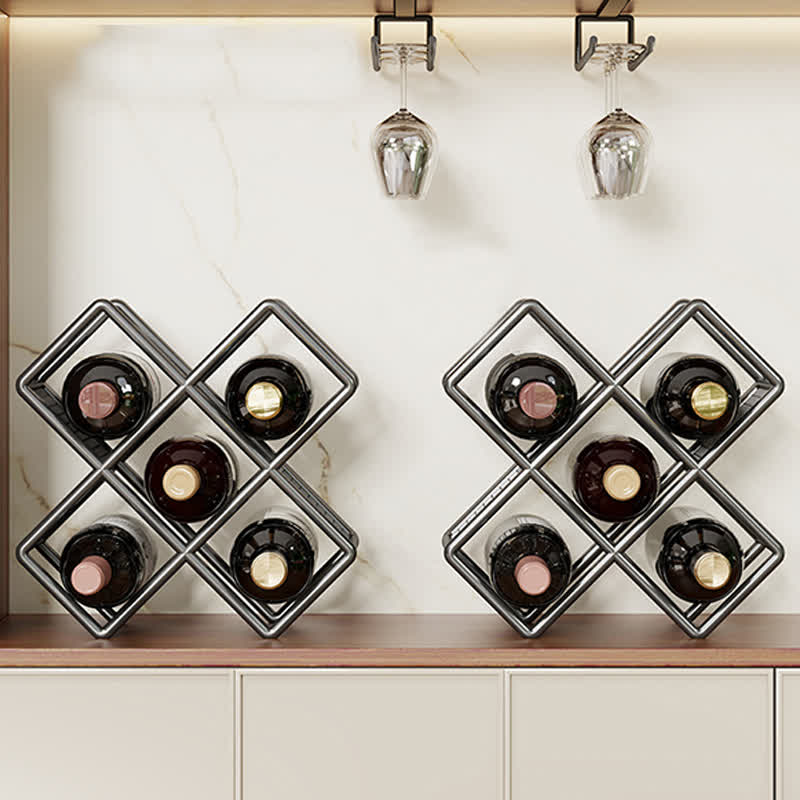 Metal Tabletop Wine Bottle Storage Rack