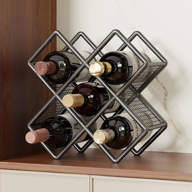 Metal Tabletop Wine Bottle Storage Rack - Black - image 0