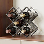 Metal Tabletop Wine Bottle Storage Rack - Black - image 0