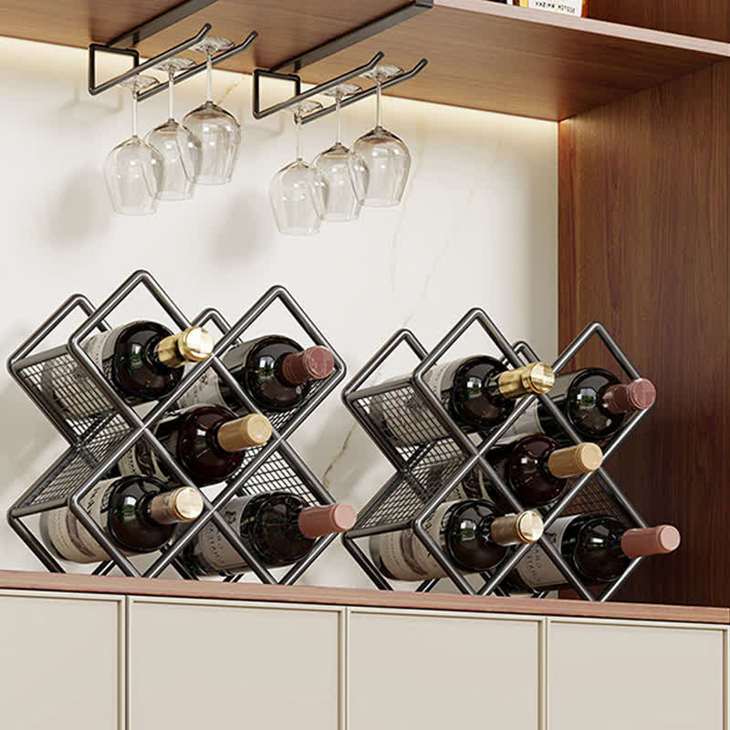 Metal Tabletop Wine Bottle Storage Rack