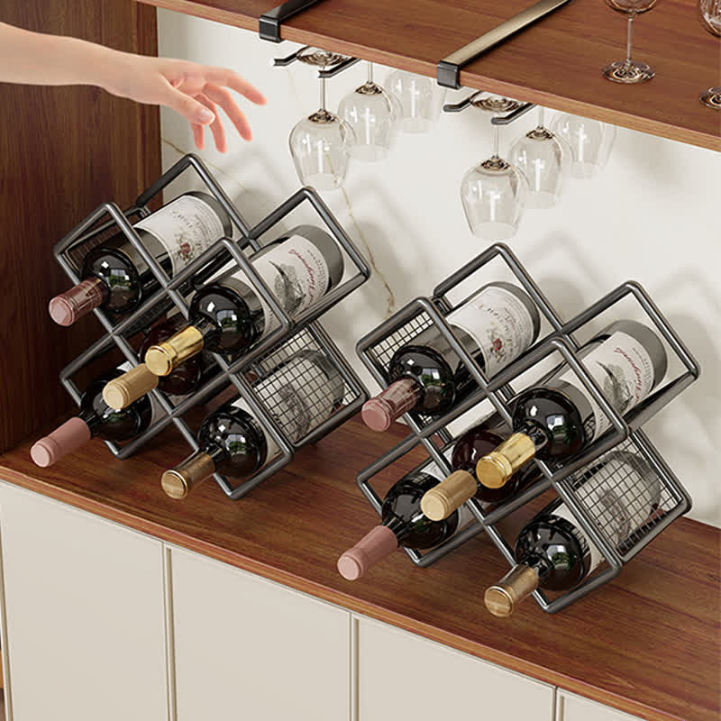 Metal Tabletop Wine Bottle Storage Rack