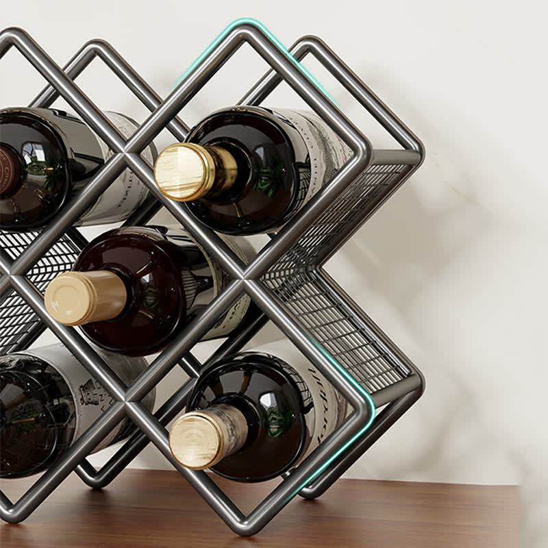 Metal Tabletop Wine Bottle Storage Rack