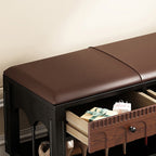 Wooden Shoe Bench With Arched Design Drawer  - image 3