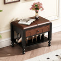Wooden Shoe Bench With Arched Design Drawer  - Walnut - image 0