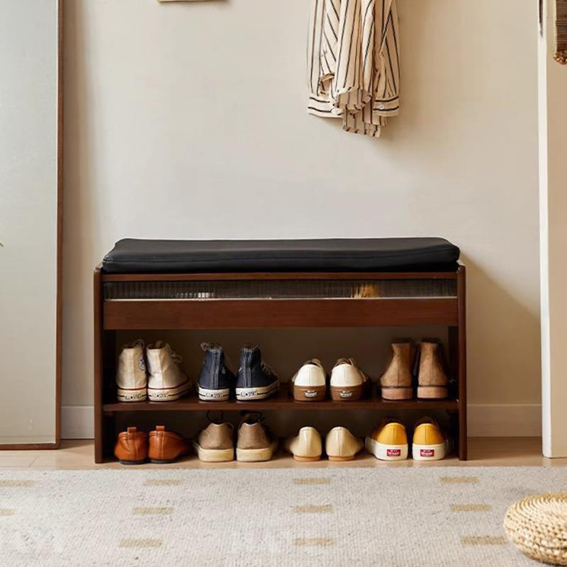 Shoe Bench With Double-layer Open Storage