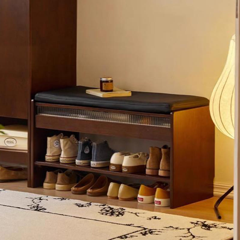 Shoe Bench With Double-layer Open Storage