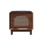 Rattan-panelled Storage Cabinet Shoe Bench - image 1