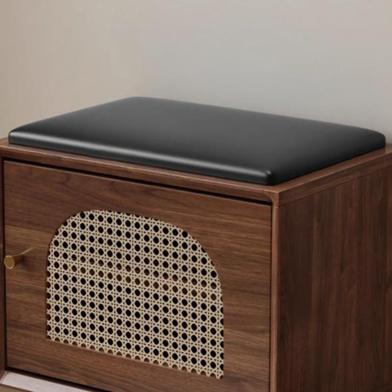 Rattan-panelled Storage Cabinet Shoe Bench - image 5